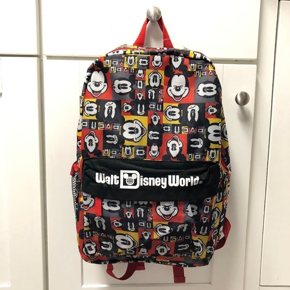 NWT Walt Disney World Backpack Mickey Mouse Black Red Yellow School Bookbag Bag
